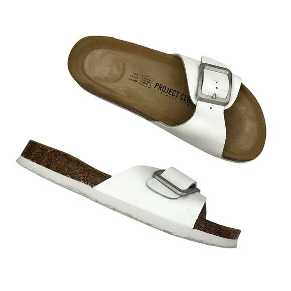 Project clouds Ibiza Sandals Leather Slides White Comfort Coastal Grandma shoes - Picture 1 of 8